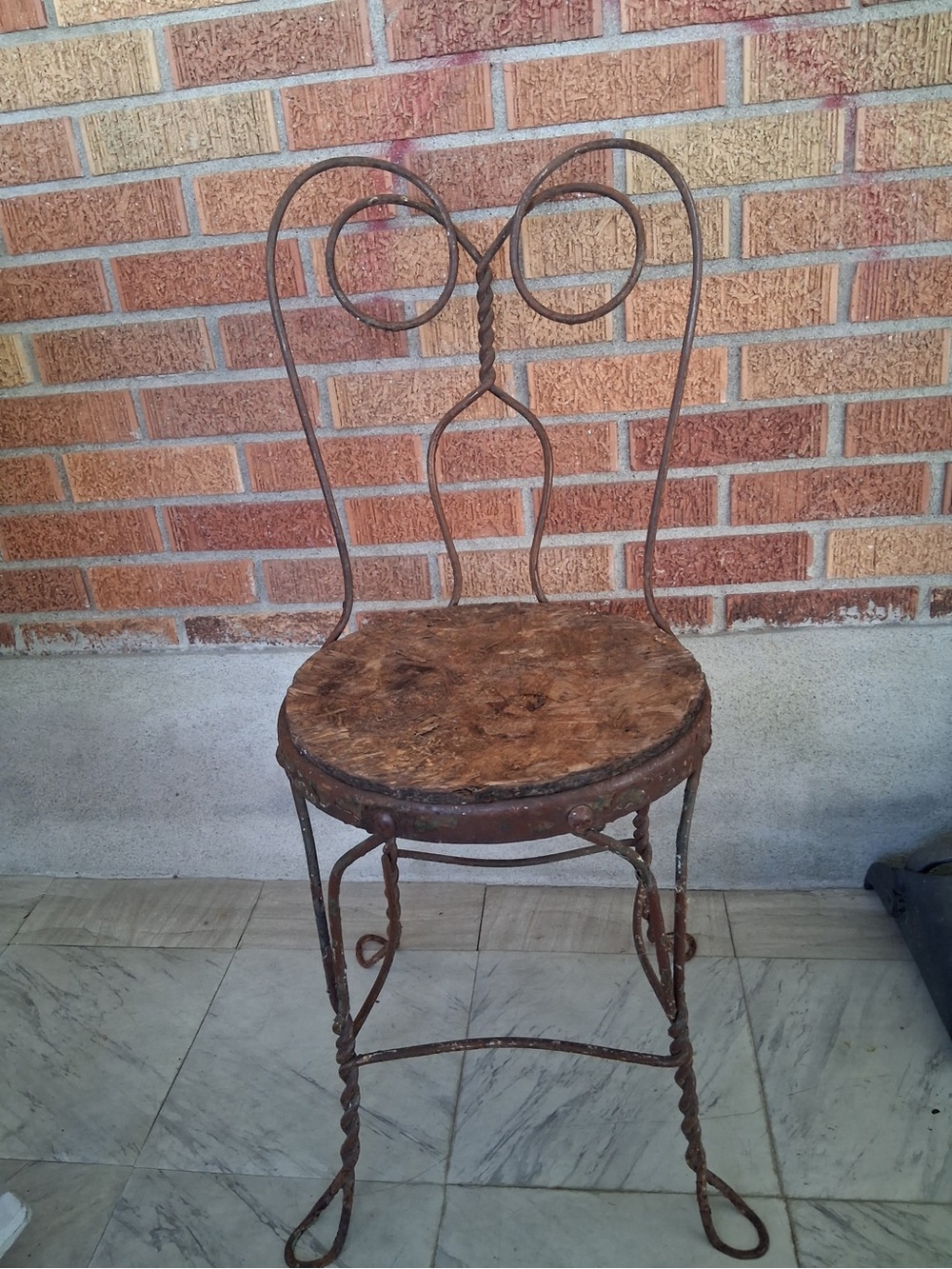 Vintage Metal Garden Chair in Rust Brown